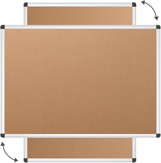 VIZ-PRO Cork Notice Board, 5' X 3', Silver Aluminium Frame