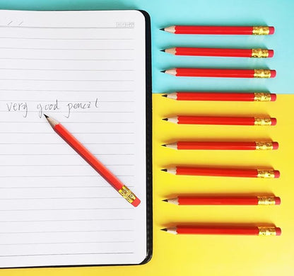 Adhere 25pcs Golf Pencils with eraser Hexagon Wooden Pencils Graphite 2B for Golf Event Scoring,Classroom,Wedding,Company Meetings,Pew, Pocket (Red)