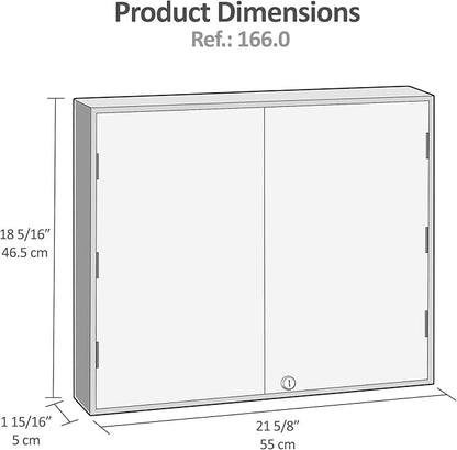Acrimet Key Cabinet Organizer 64 Positions with Lock (Wall Mount) (64 Smoke Tags Included) (Black Cabinet)