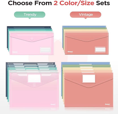 Sooez 10 Pack Reusable Envelopes, Small Pencil Pouch, Pencil Bags Bulk, Receipt Cash Holder, Money Bags, Small Plastic Envelopes, Receipt Envelope for School Office Supplies Travel Accessories