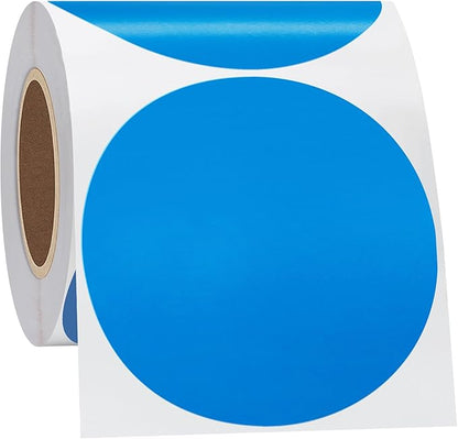 Hybsk 3 inch Circle Color Direct Thermal Stickers Shipping Labels for Barcodes,Name Tag,DIY Logo Design,QR Code,Inventory– Compatible with Zebra,Rollo,Munbyn,and More-350 pcs (3 inch,Blue)