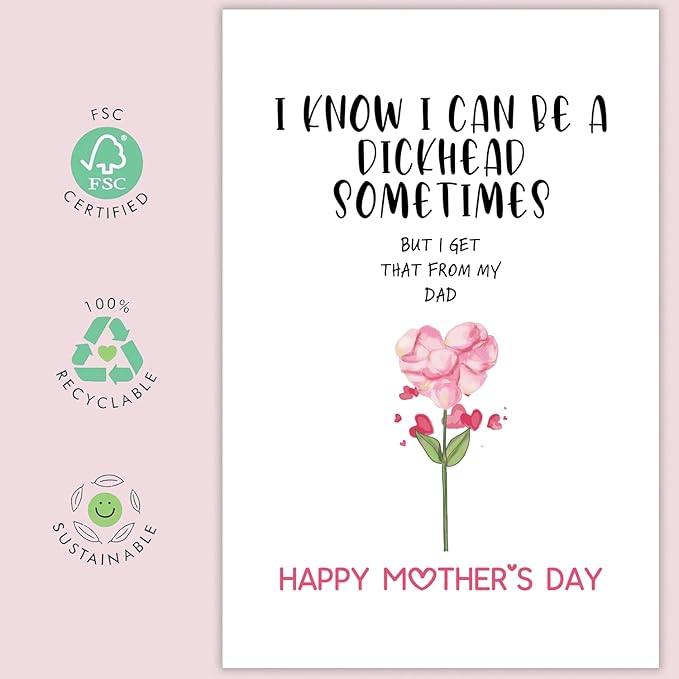 UUEFKTN Funny Mother's Day Card Gift for Mom Stepmom Grandma, Humor Mothers Day Card Gift from Son Daughter Kids