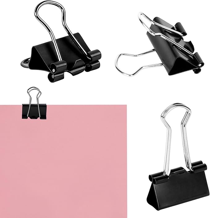 SANNIX 75 PCS Mini Binder Clips, 3/4 inch 19mm Binder Clips Black Paper Clamps Small Size for Office Home School