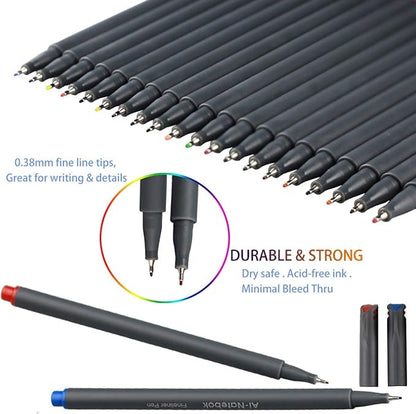 ai-natebok 36 Colored Fineliner Pens Fine Tip Pens Porous Fineliner Color Pens for Journal Planner Writing Note Taking Calendar Agenda Coloring Art School Office Supplies