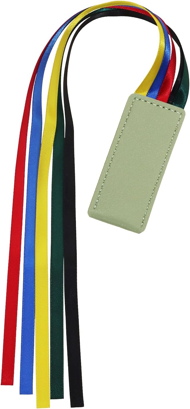 Bible Ribbon Bookmark Artificial Leather Multiple Page Marker with 5 Color Ribbons for Book Lover Reader Teacher Student Christmas Gift (Mint Green)