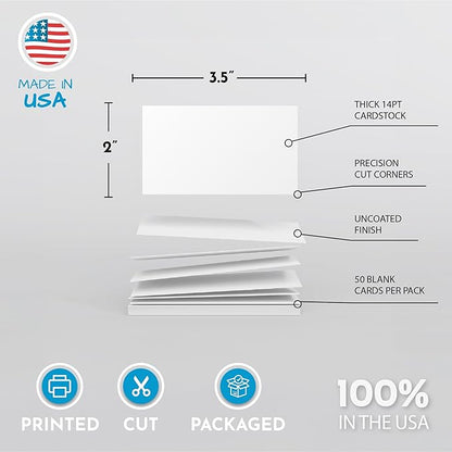 Home Advantage 3.5x5 Blank Index Cards - 50 Pack of Heavy Duty Bleed Proof Note Cards & Flashcards
