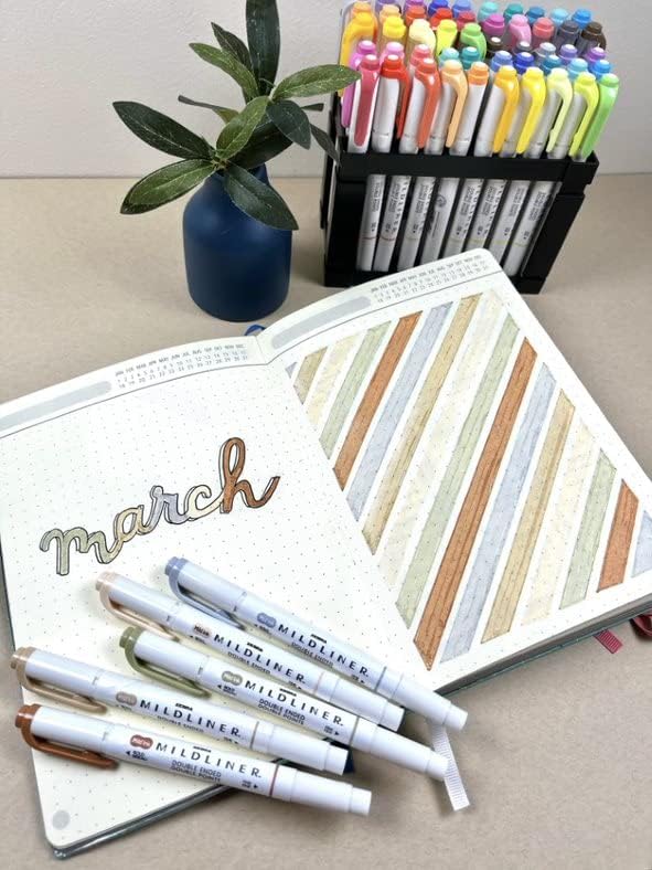 Zebra Pen Neutral Palette Set, Includes 8 Mildliner Highlighters and 2 ClickArt Markers, No Bleed Bible Assorted Neutral Vintage Ink Colors, 10-Pack, Model Number: 78601