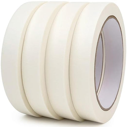 4 Pack White Artist Tape - Art Masking Tape for Watercolor Paper, Canvas Acrylic Painting, Curves, Framing, Paint, Gouache, Console - Acid Free Drafting Tape 0.80" Wide - 360FT Total