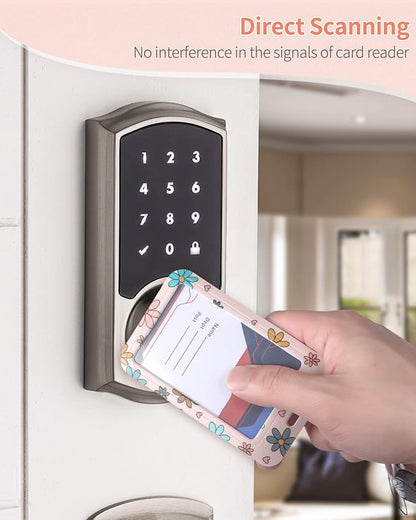 Uniclife Floral Sliding Badge Holder Colorful Flower Plastic Case with Retractable Badge Reel Carabiner Clip and Detachable Lanyard Strap Fashionable Vertical Card Protector for Women Teacher Student