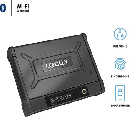 Lockly Smart Safe – Biometric Gun Safe for Handgun, Pistol Safe Fingerprint, PIN Genie® Keypad, App Control & Instant Alerts for enhanced Home and Business Security