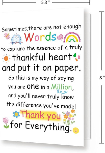 Bright & Colorful Thank You Gift Card for Women, Men, Teachers, Bosses, Friends, Family, School Counselors – Perfect for Appreciation Gifts with Envelope