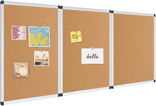 VIZ-PRO Cork Notice Board, 24 X 18 Inches, 3 Pack, Silver Aluminium Frame