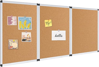 VIZ-PRO Cork Notice Board, 24 X 18 Inches, 3 Pack, Silver Aluminium Frame