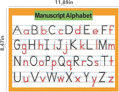 2 Pcs/set 26 Alphabet Cursive Training & Manuscript Chart for Classroom Decora | Classroom Organization learning posers for Kids -A4