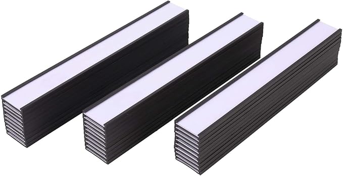 Eeoyu Magnetic Label Holders with Magnets Magnetic Data Card Holders with Clear Plastic Protectors for Metal Shelf, Whiteboard, Set of 30 (1 x 8 Inch)
