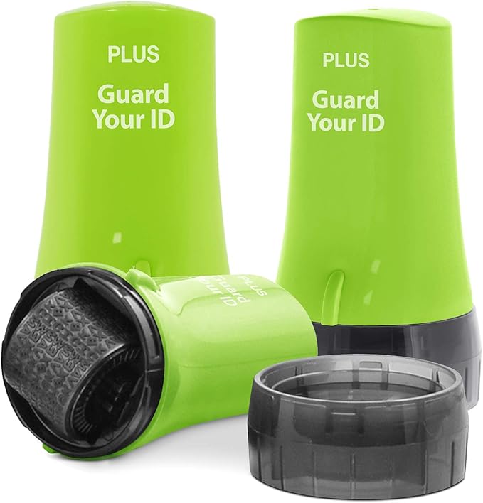 Guard Your ID Security Roller Set for Identity Theft Protection Advanced 2.0 Stamping and Redacting (Regular 3-Pack, Green)