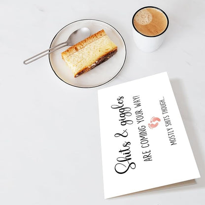Funny Baby Shower Card for New Parents, New Baby Card for New Dad New Mom, Pregnancy Congratulations Card for Couple, Shits & Giggles Are Coming Your Way