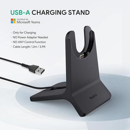 Yealink BH70 with Stand Wireless Bluetooth Headset with Microphone for Work, up to 35h Talking Battery Life, 3 Noise Cancellation Mics, Teams Certified, ≤90min Fast Charging, NO Power Adapter Needed