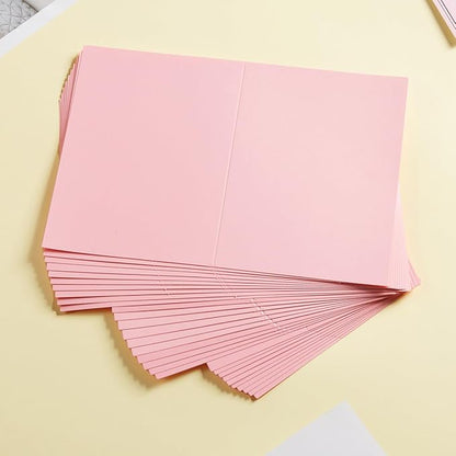50 Pack Blank Cards Folded Cardstock Thank You Blank Greeting Cards for Invitations, Wedding, Greeting Cards, All Occasion DIY (Pink, 4x6)