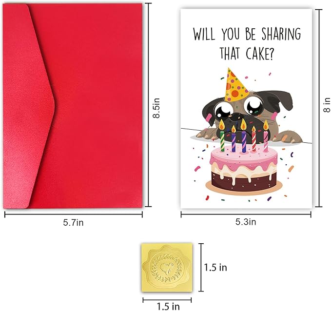 Dog Funny Birthday Card, Cute Birthday Card for Bog Dad Mom, Will You Be Sharing That Cake Card