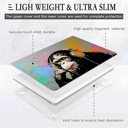 Compatible with MacBook 12 Inch A1534, Music Monkey with Headphone Hard Plastic Shell Cover Case