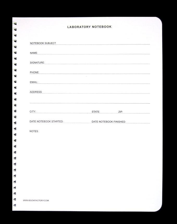BookFactory Student Lab Notebook (Scientific Grid Format) - Standard No Carbon Copies 8.5" x 11", 50 Pages [Wire-O Bound] (LAB-050-WTG)