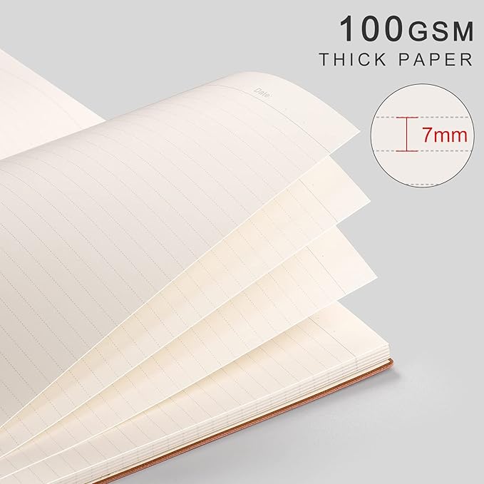 AHGXG Lined Journal Notebook - 320 Pages Thick Journal for Women, Large Notebook A4 College Ruled, 8.5''×11'', 100gsm Thick Paper, Leather Softcover - Pink