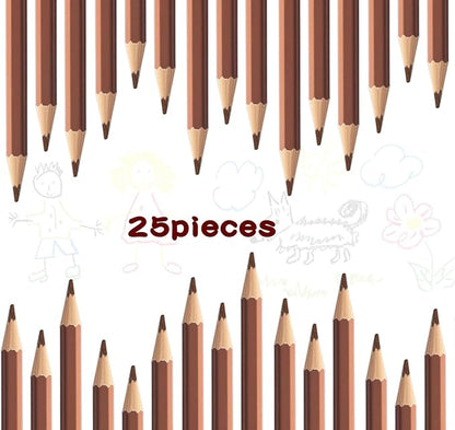 Adhere 25pcs Checking Pencils Erasable colored Pencils Pre-Sharpened #2 HB,for Checking Tests Grading Map Coloring,school Correcting,editing Office Favors,including a Free sharpener.(Brown)