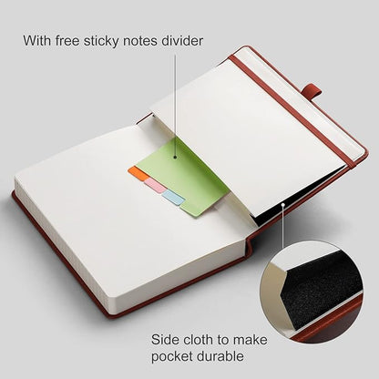 AHGXG Lined Journal Notebook - 320 Numbered Pages A5 College Ruled Notebook Thick Journal for Writing, 100gsm Lined Paper, Leather Hardcover, for Women Men Work Office School, 5.75'' X 8.38''-Brown