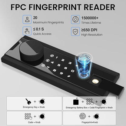 Kavey 0.8 Cub Safe Box, Biometric Safe with Backlit Touch Screen Keyapd and Fingerprint Lock, Home Safe with Dual Alarm System and Mute Function, Small Safe Box for Money Documents Valuables, K-25W