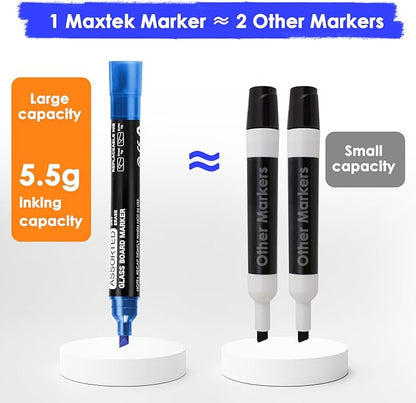maxtek Dry Erase Markers Chisel Tip, Assorted Colors, Glass Whiteboard Markers for Dry Erase Board, Acrylic Planning Board, Mirrors, Windows, Classroom Must Haves, 8 Count