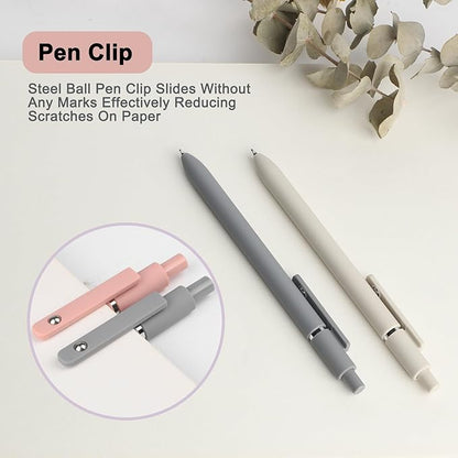 FIOVER Gel Pens - 6Pcs 0.5mm Fine Point Smooth Writing, Black Gel Ink Pens for Journaling Note Taking, Cute Aesthetic Office School Supplies Gifts for Women(6pcs Morandi)