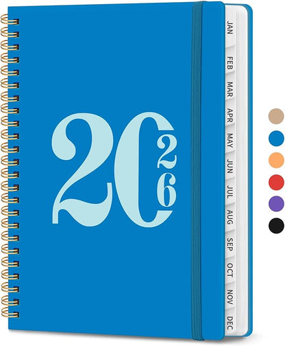 2026 Planner, Weekly and Monthly Calender Planner, Jan 2026 to Dec 2026, Hardcover 2026 Calendar Planner Book with Tabs & Inner Pocket, Office Home School Supplies for Women & Men - A5 (6.3" x 8.5"), Azure Blue