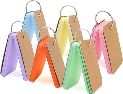 Koogel 2.2×3.5" Ring Flashcards 300ct | 6-Color Study System | Dorm to Office Essentials | Commute-Ready Portable Cards