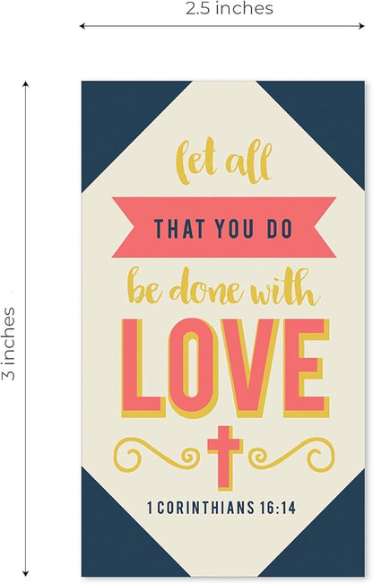 Canopy Street Religious Motivational Quote Cards / 2" x 3.5" Flat Business Card Size / 50 Positivity Cards / 25 Uplifting Christian Designs