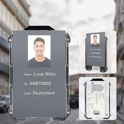 VIQWYIC 6 Pcs Heavy Duty ID Card Holder, Vertical Card Holder with Clear Window for ID, Credit Cards, Built-in Elastic Clip, 5 Card Capacity