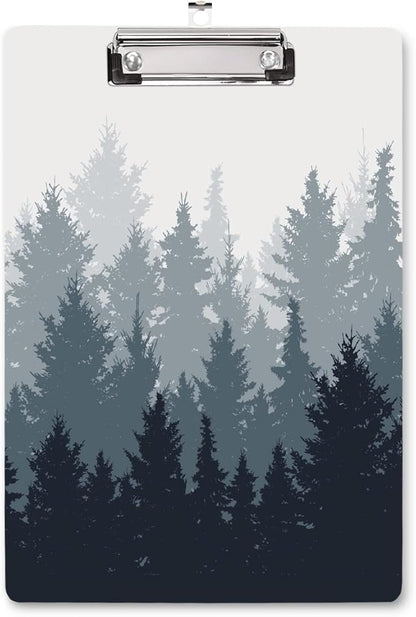 WAVEYU Fashion Cute Clipboard, Decorative Office School Hardboard Wood Nursing Clip Board for Standard A4 Letter Size for Students, Women, Men and Kids, 12.5"x 9", Forest Pattern