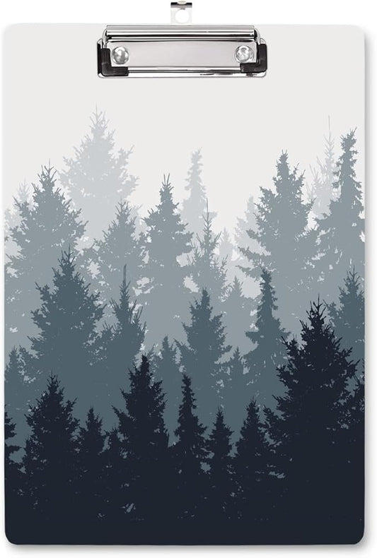 WAVEYU Fashion Cute Clipboard, Decorative Office School Hardboard Wood Nursing Clip Board for Standard A4 Letter Size for Students, Women, Men and Kids, 12.5"x 9", Forest Pattern