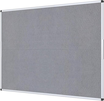 VIZ-PRO Large Fabric Bulletin Board/Foldable Notice Board Felt Gray, 60 X 48 Inches, Silver Aluminium Frame