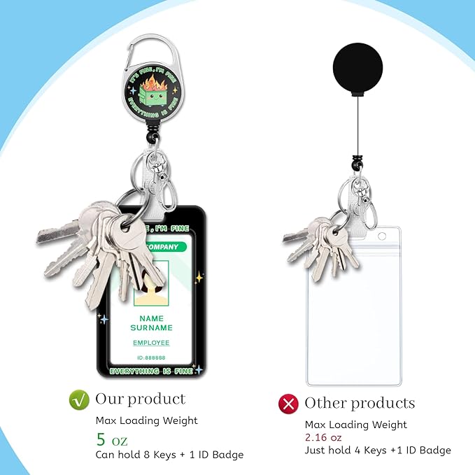 Lanyards for Id Badges, Dumpster on Fire Badge Holder with Retractable Reel Clip, Funny Work Name Tags Keychain Lanyard ID Card Protector Cover Case for Women Teacher Nurse Doctor Office