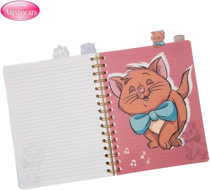 Innovative Designs Disney The Aristocats Tab Journal Notebook for Kids, Spiral Bound, 96 Lined Pages, 8 x 7 inches