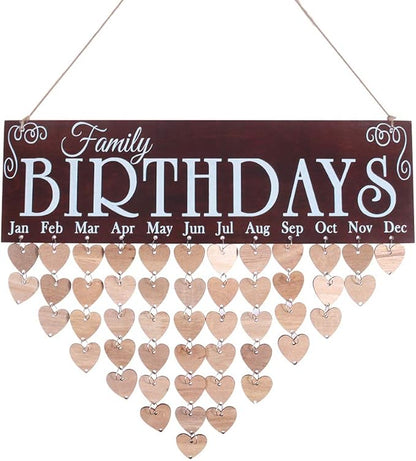 WINOMO Wooden Hanging Reminder Family Birthday Board Plaque Birthday DIY Calendar