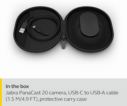 Jabra PanaCast 20 4K Video Conferencing Camera - Flexible Plug & Play Personal Video Solution Computer Webcam with AI-Powered 4K Ultra-HD, Intelligent Zoom, and Lighting Optimization - Black