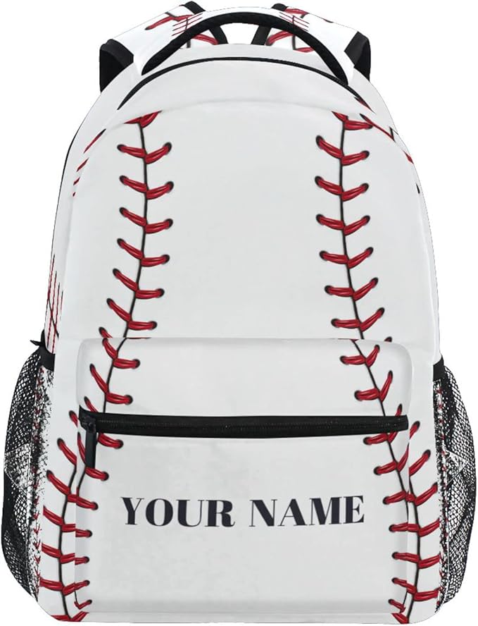 AUUXVA Custom School Backpack for Boys Kids with Name/Text Personalized Bookbag Add Your Name Customized Backpack Sports Baseball School Bag Laptop Backpack Travel Camping Daypack