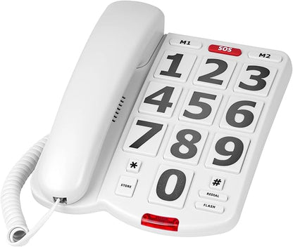 Large Key Wired Telephone, Adjustable Ringing Tone, and earpiece Volume, The earpiece can be Adjusted to Ultra-high Volume, which is Helpful for Those