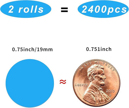 Dot Stickers,Pack of 2400 Round Color Coding Circle Dots Stickers Labels (3/4",Blue)