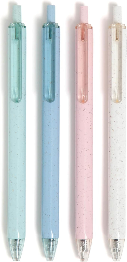 U Brands U-Eco Recycled Gel Click Pens, Set of 4, Pastel Speckle, Medium (0.7 mm) Point, Black Ink