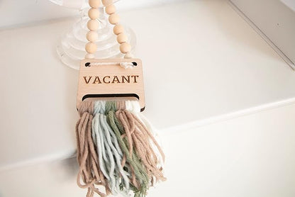 Decocove In Use Vacant sign - Door Hanger Sign for Home, Office, Restroom, Conference Room and Bathroom - Farmhouse Rustic Boho Decor - Bathroom Signs Decor