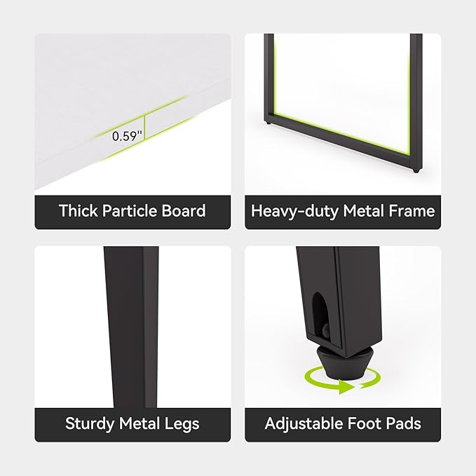 LITTLE TREE 8FT Conference Room Table, 94.48L x 47.21W x 29.52H Boat Shaped Meeting Table, White&Black