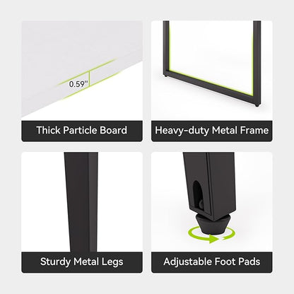 LITTLE TREE 8FT Conference Room Table, 94.48L x 47.21W x 29.52H Boat Shaped Meeting Table, White&Black